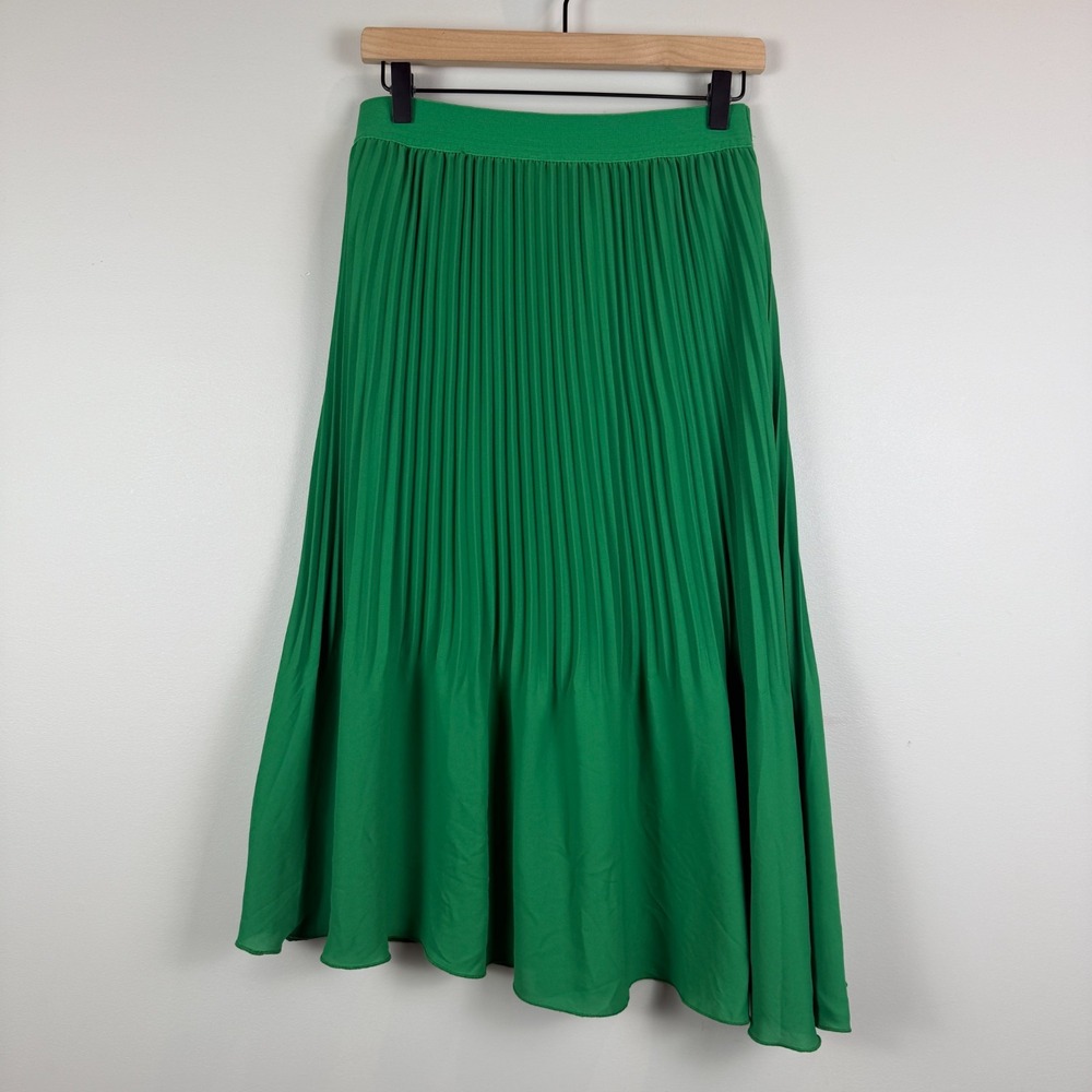 J.Crew Midi Skirt Women's 4 Emerald Green Ruffle Pleated  A-Line Lightweight‎